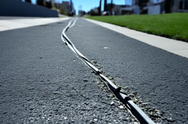 running cable across pavement