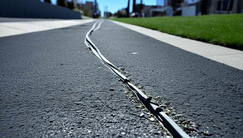 running cable across pavement