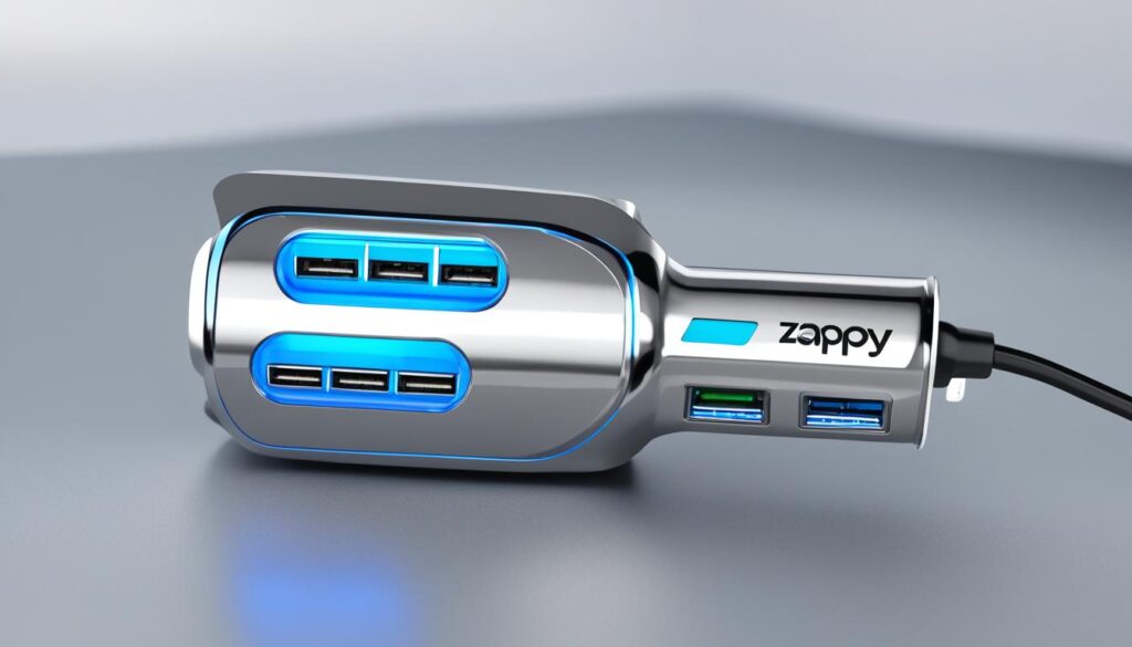 Detailed view of the top zappy car charger